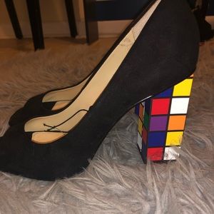 Color blocked high heels